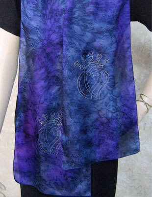 Silk Scarves hand painted over Celtic Luckenbooth designs