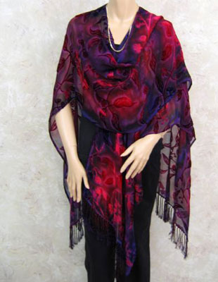 Devore Velvet Fringed Ruana