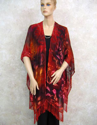 Devore Velvet Fringed Ruana