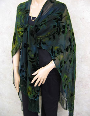 Devore Velvet Fringed Ruana