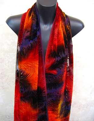 Devore Velvet Scarves in brilliant colours