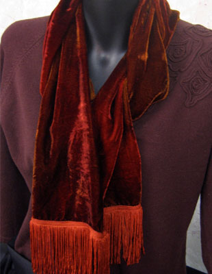 Deep pile, hand painted velvet fringed shawls