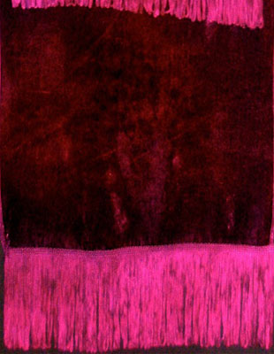 Deep pile, hand painted velvet fringed shawls