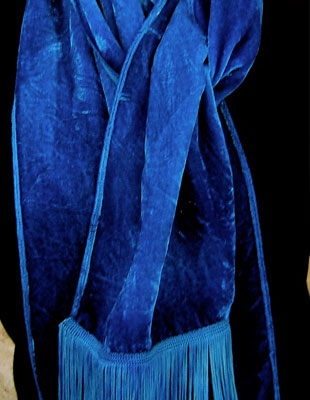 Deep pile, hand painted velvet fringed shawls