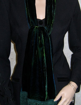 Deep pile, hand painted velvet fringed shawls