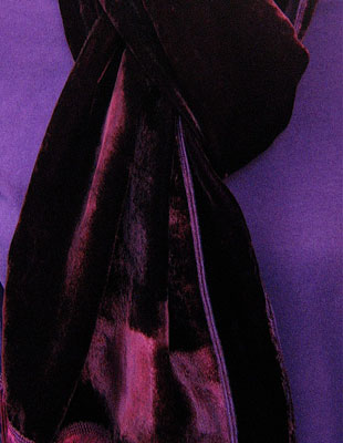 Deep pile, hand painted velvet fringed shawls