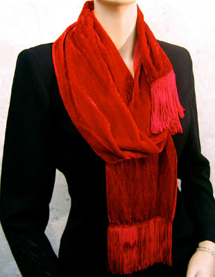 Deep pile, hand painted velvet fringed shawls