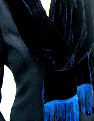 Deep pile, hand painted velvet fringed shawls