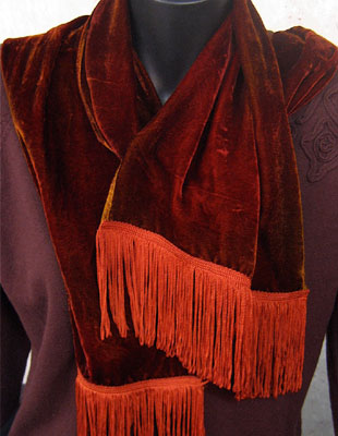 Deep pile, hand painted velvet fringed shawls