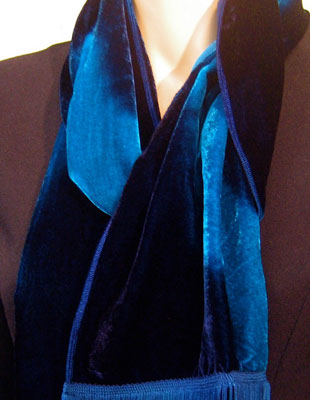 Deep pile, hand painted velvet fringed shawls