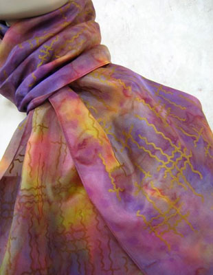 Long Silk Scarves featuring warp and weft designs