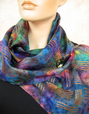 Long Silk Scarves featuring warp and weft designs