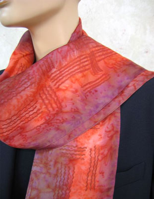 Long Silk Scarves featuring warp and weft designs
