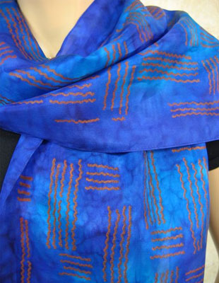 Long Silk Scarves featuring warp and weft designs