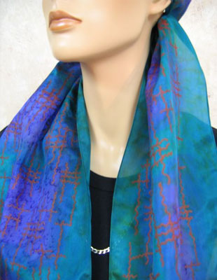 Long Silk Scarves featuring warp and weft designs