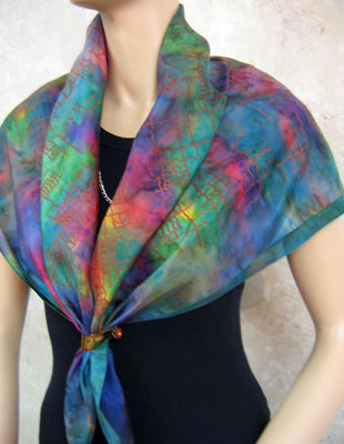 Square Silk Scarves featuring warp and weft designs