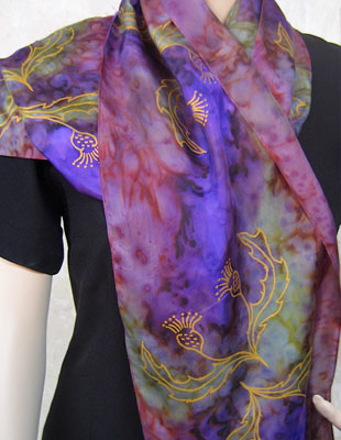 Silk Scarves hand painted over Celtic Wild Highland Thistle designs