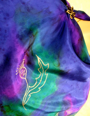 Silk Scarves hand painted over Celtic Wild Highland Thistle designs