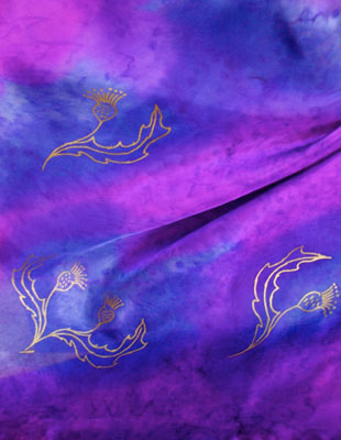 Silk Scarves hand painted over Celtic Wild Highland Thistle designs