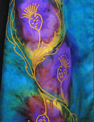 Silk Scarves hand painted over Celtic Wild Highland Thistle designs