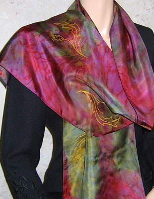 Silk Scarves hand painted over Celtic Wild Highland Thistle designs