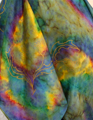 Silk Scarves hand painted over Celtic Wild Highland Thistle designs