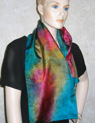 Silk Scarves hand painted over Celtic Wild Highland Thistle designs