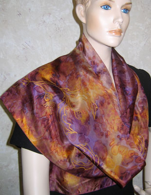 Silk Scarves hand painted over Celtic Wild Highland Thistle designs