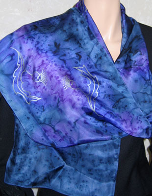 Silk Scarves hand painted over Celtic Wild Highland Thistle designs