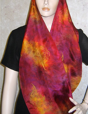 Silk Scarves hand painted over Celtic Wild Highland Thistle designs