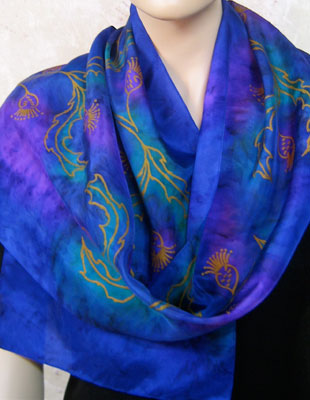 Silk Scarves hand painted over Celtic Wild Highland Thistle designs