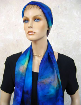Long Silk Scarves painted in brilliant opal colours