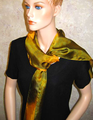Long Silk Scarves painted in brilliant opal colours
