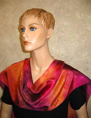 Long Silk Scarves painted in brilliant opal colours