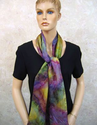 Long Silk Scarves painted in brilliant opal colours