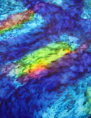Long Silk Scarves painted in brilliant opal colours
