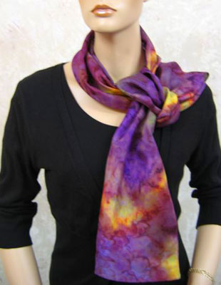 Long Silk Scarves painted in brilliant opal colours