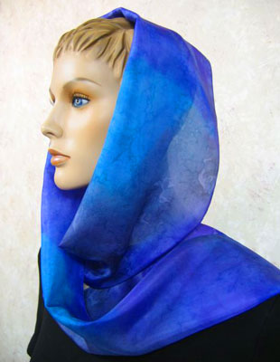 Long Silk Scarves painted in brilliant opal colours