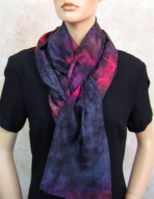 Long Silk Scarves painted in brilliant opal colours