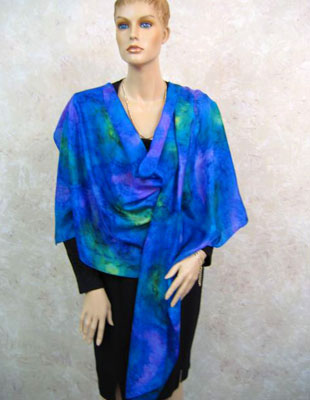 Long Silk Scarves painted in brilliant opal colours