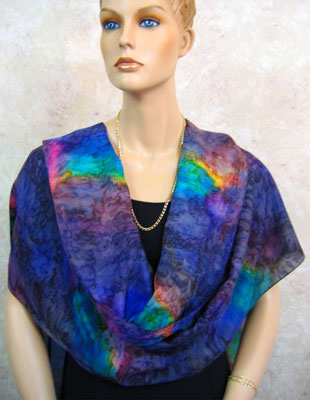 Long Silk Scarves painted in brilliant opal colours