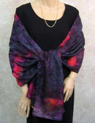 Long Silk Scarves painted in brilliant opal colours