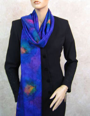 Long Silk Scarves painted in brilliant opal colours
