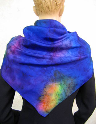 Square Silk Scarves painted in brilliant opal colours