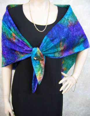 Square Silk Scarves painted in brilliant opal colours