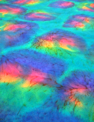 Square Silk Scarves painted in brilliant opal colours