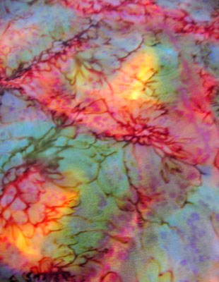 Square Silk Scarves painted in brilliant opal colours
