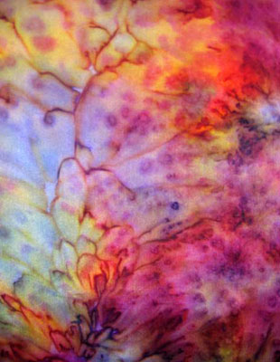 Square Silk Scarves painted in brilliant opal colours
