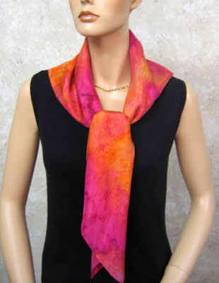 Square Silk Scarves painted in brilliant opal colours