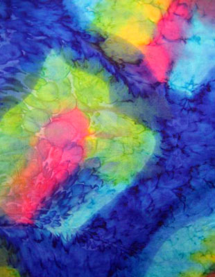 Square Silk Scarves painted in brilliant opal colours